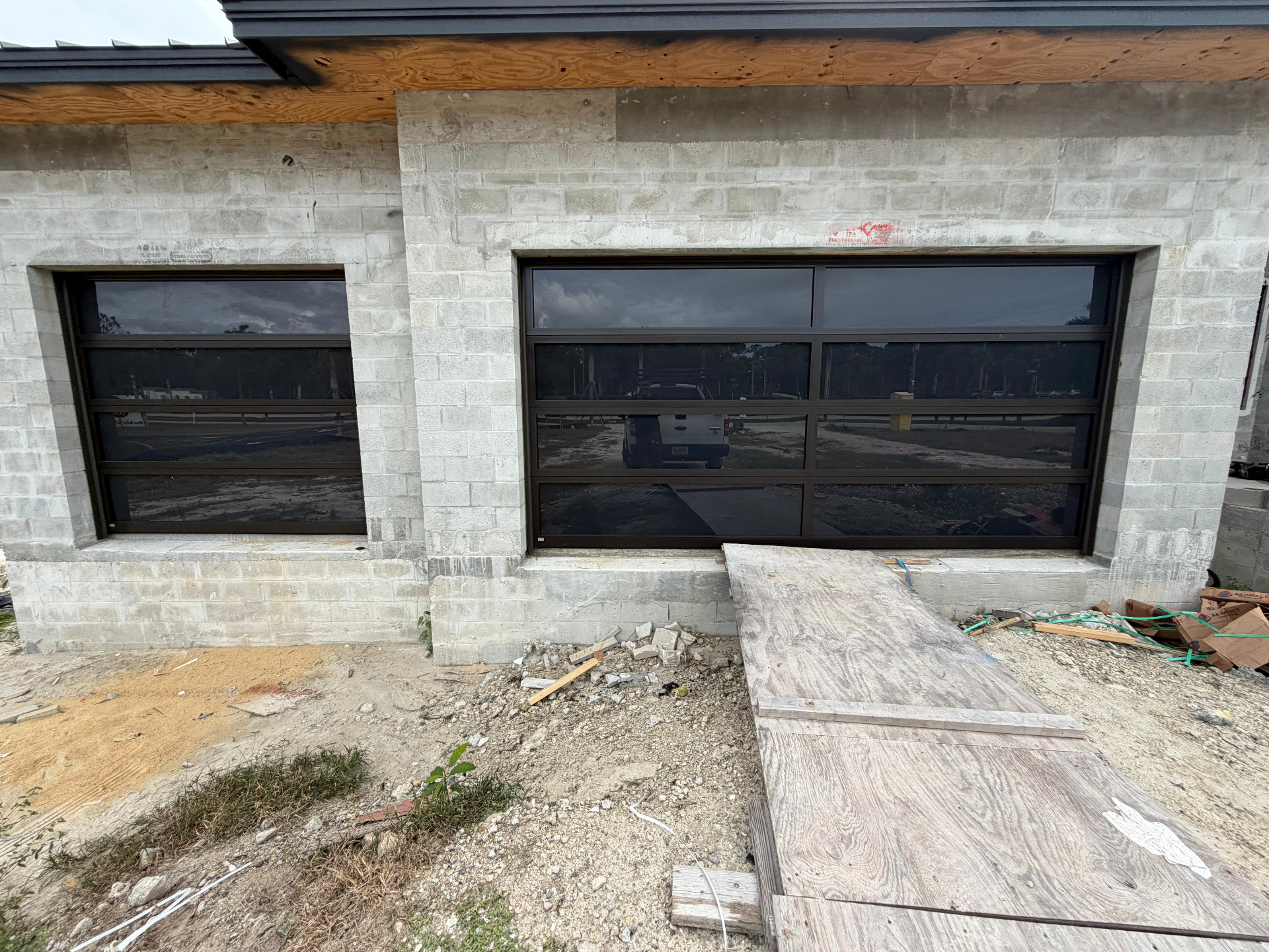 2-Car Full-Glass Garage Door in Black finish