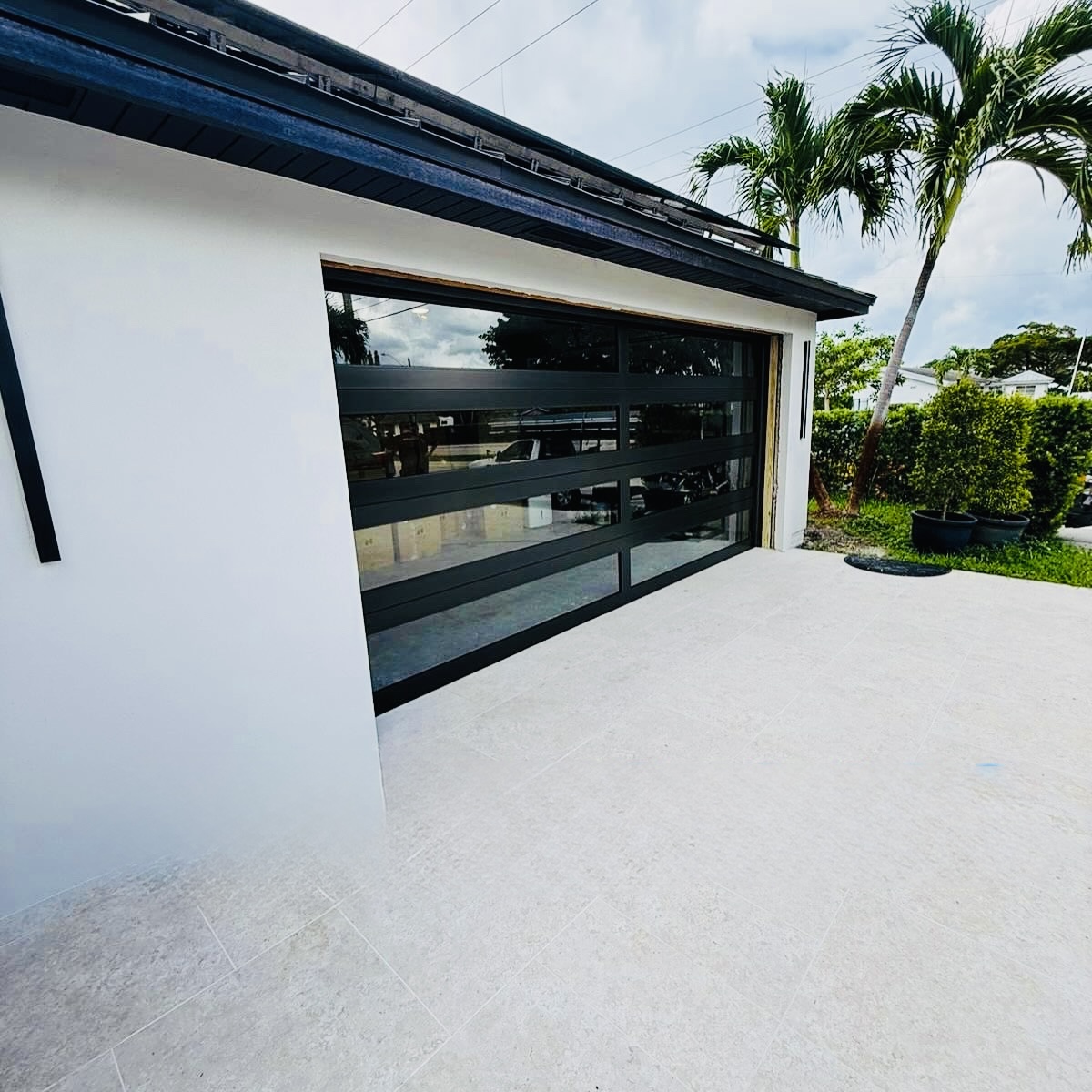 2-Car Full-Glass Garage Door in Black finish