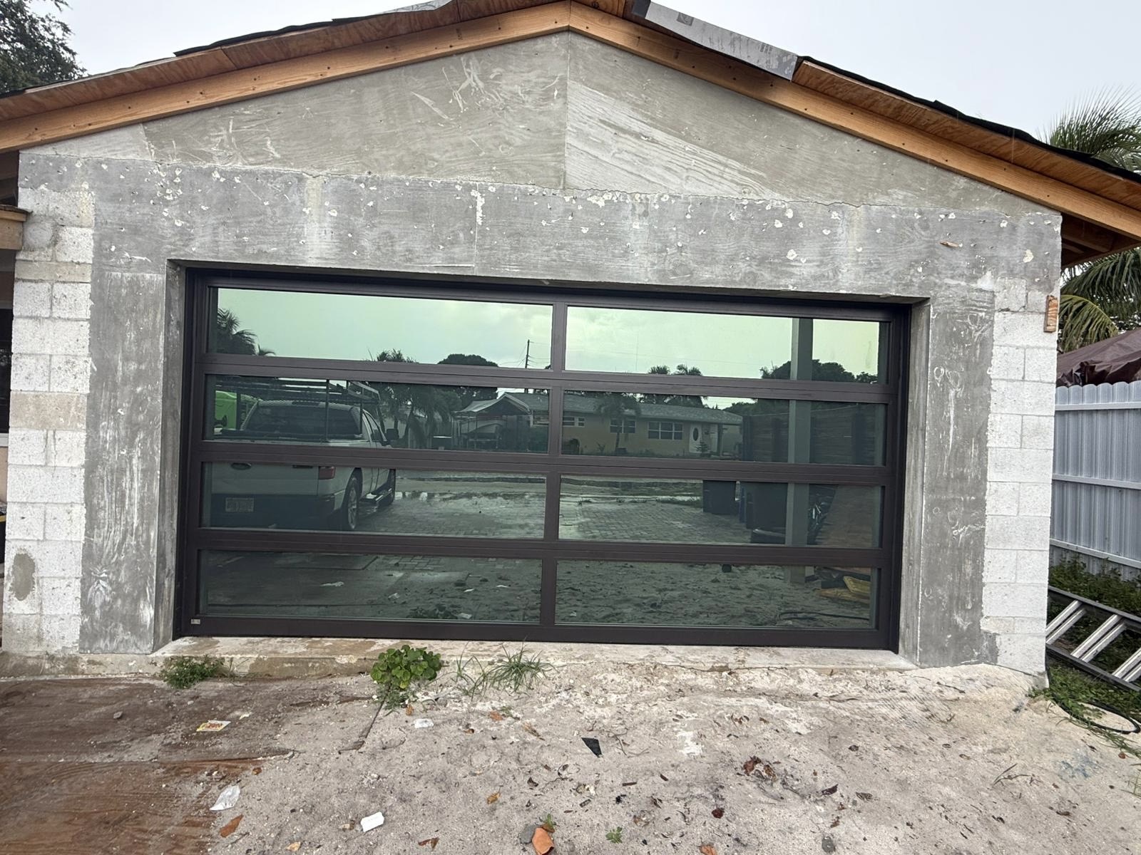 2-Car Full-Glass Garage Door in Black finish