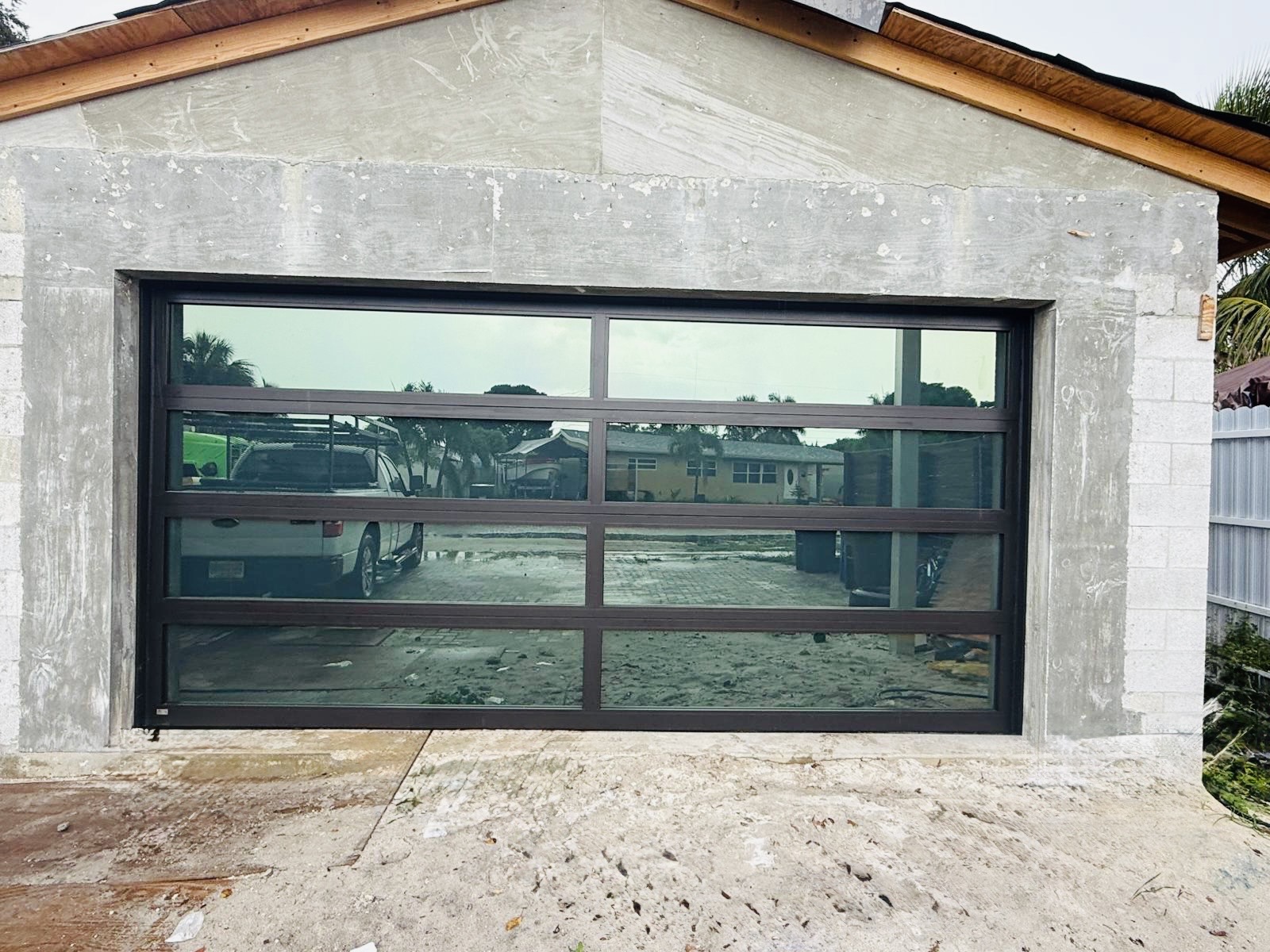 2-Car Full-Glass Garage Door in Black finish