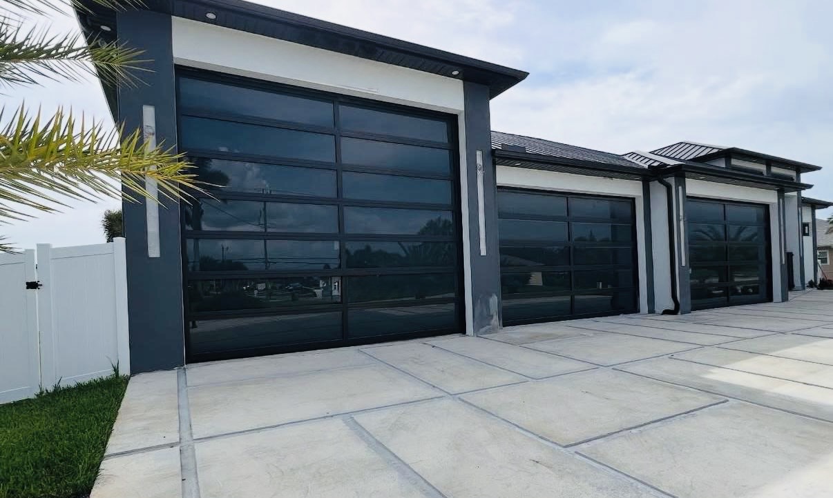 2-Car Full-Glass Garage Door in Black finish