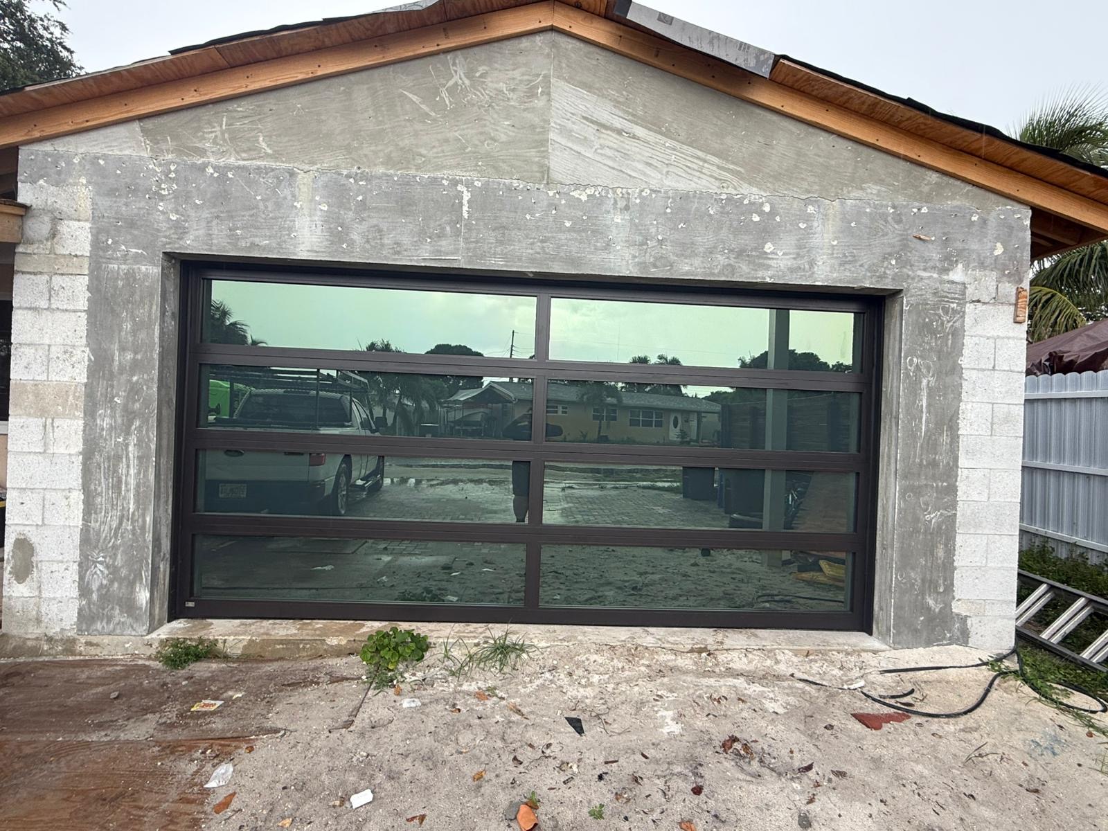 2-Car Full-Glass Garage Door in Black finish