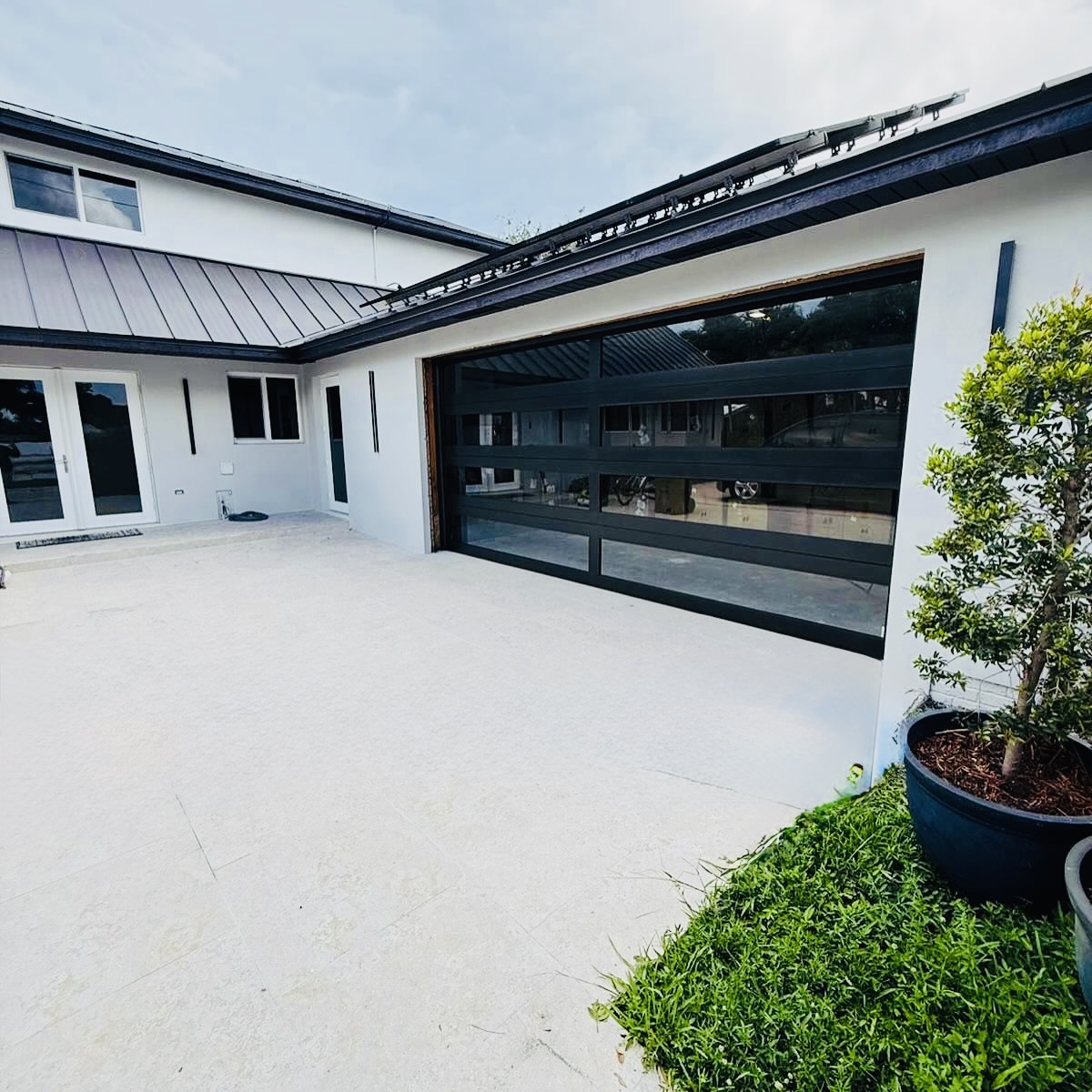 2-Car Full-Glass Garage Door in Black finish