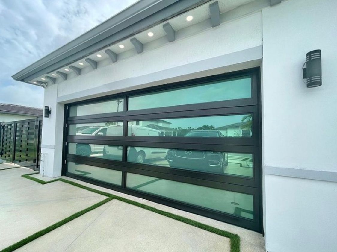 2-Car Full-Glass Garage Door in Black finish