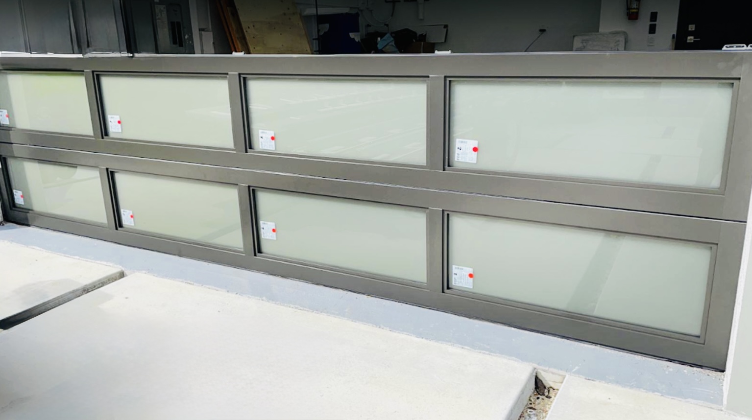 2-Car Full-Glass Garage Door in Bronze finish