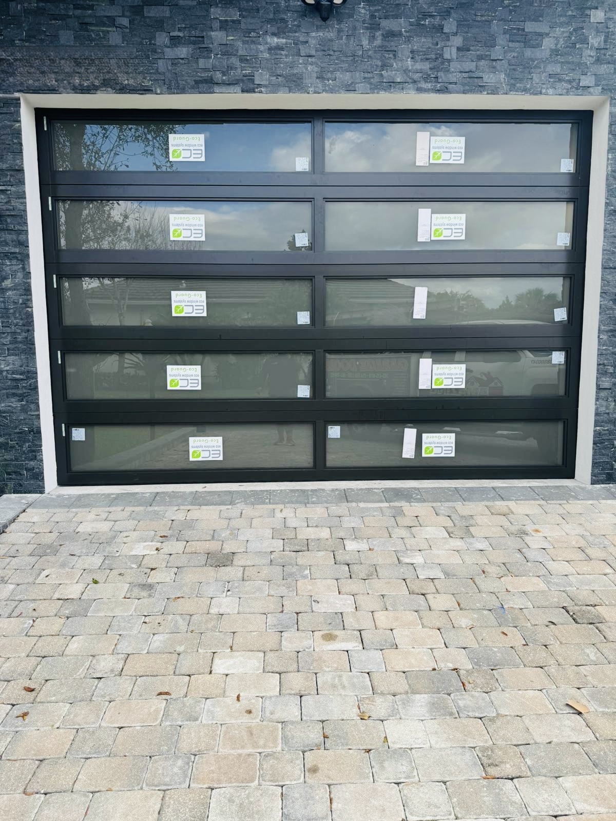 2-Car Full-Glass Garage Door in Bronze finish
