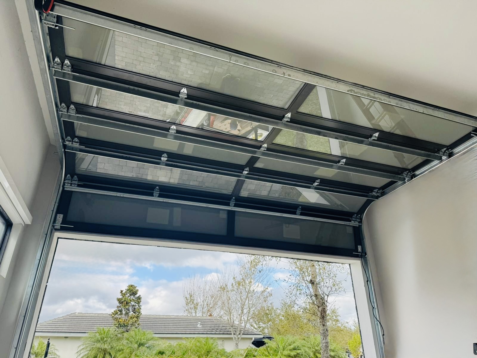 2-Car Full-Glass Garage Door in Bronze finish