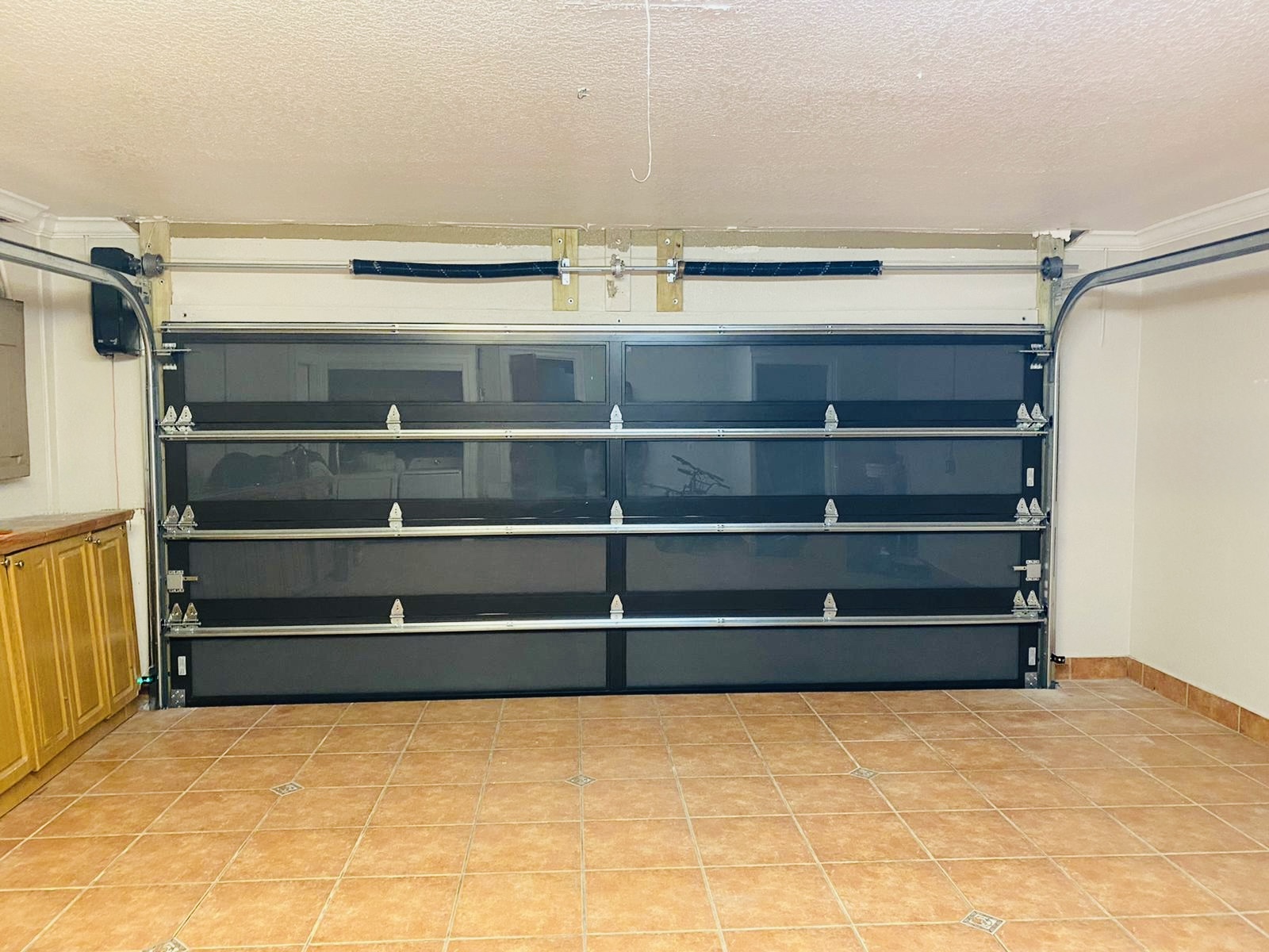 2-Car Full-Glass Garage Door in Bronze finish