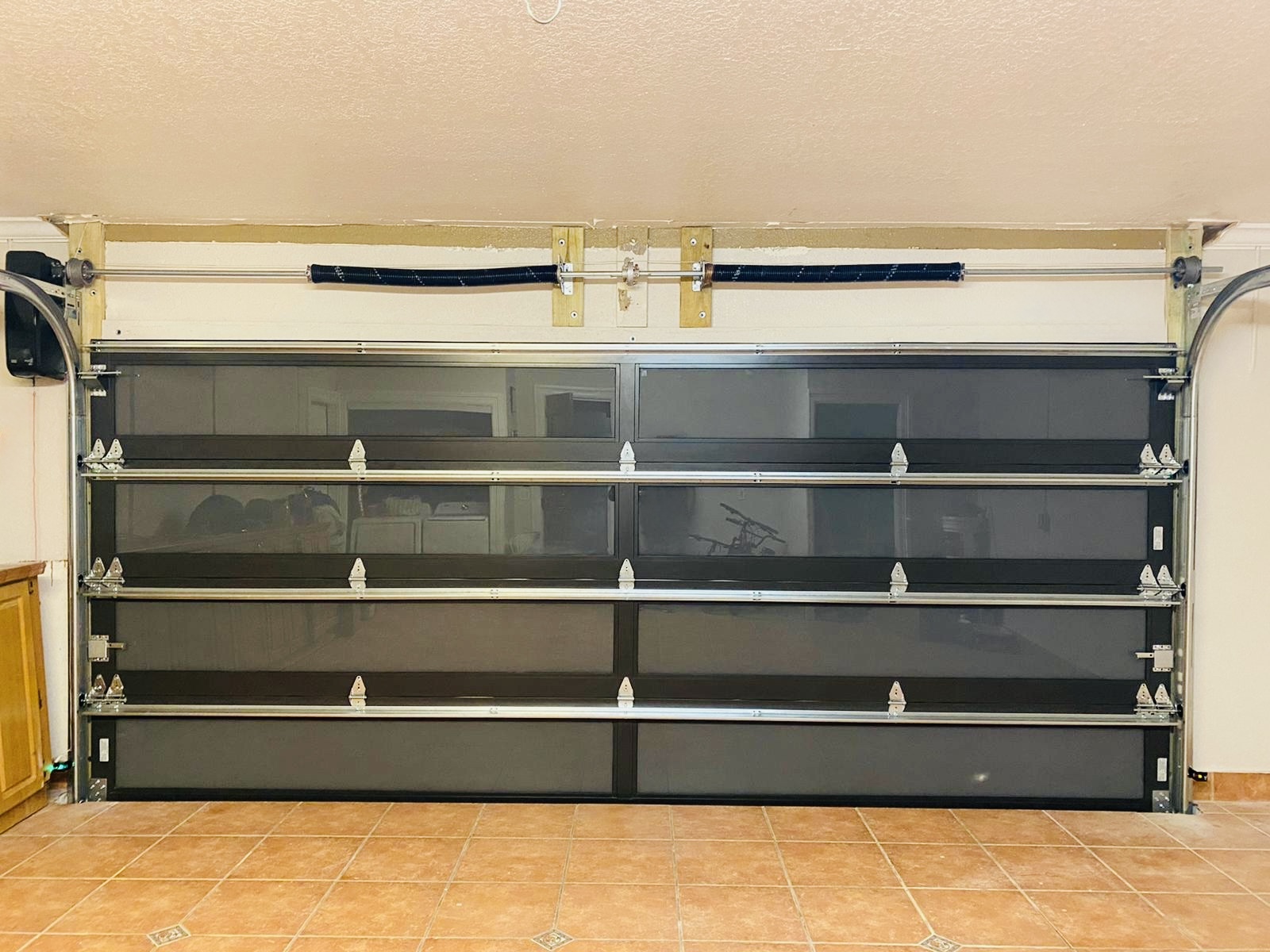 2-Car Full-Glass Garage Door in Bronze finish