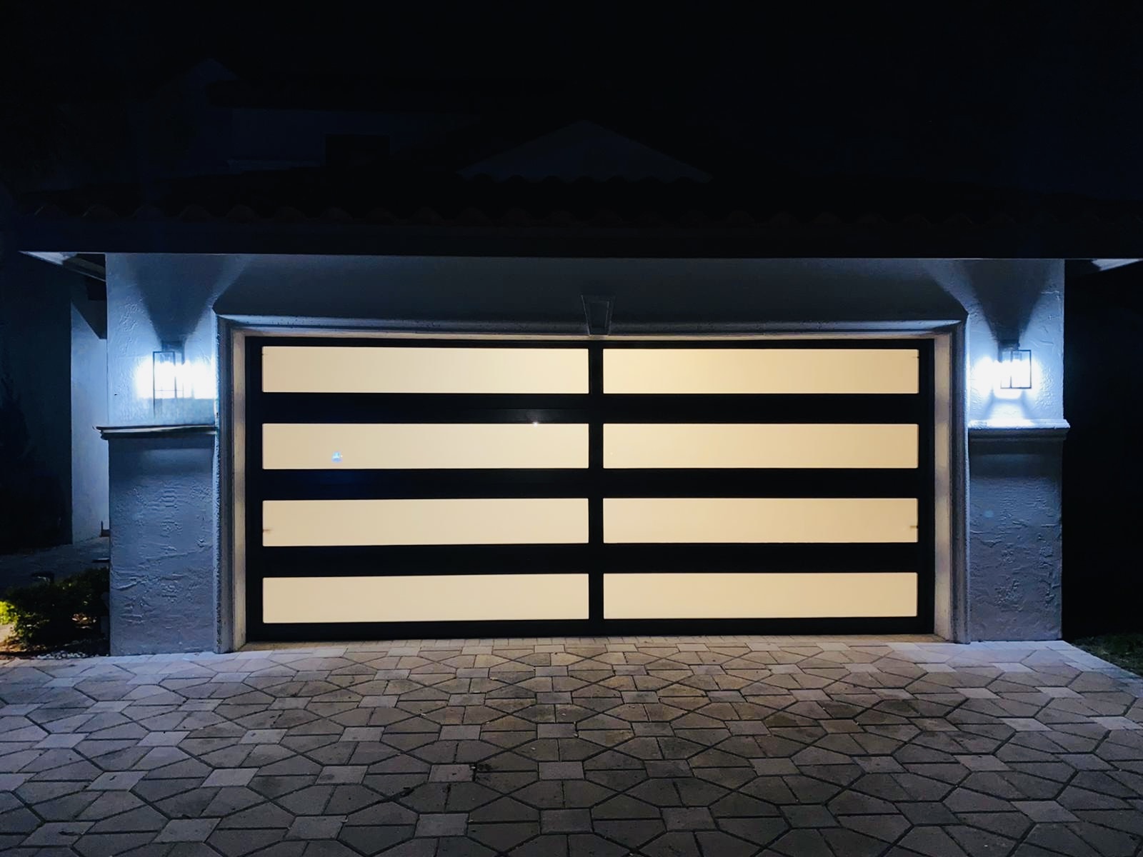 2-Car Full-Glass Garage Door in Bronze finish