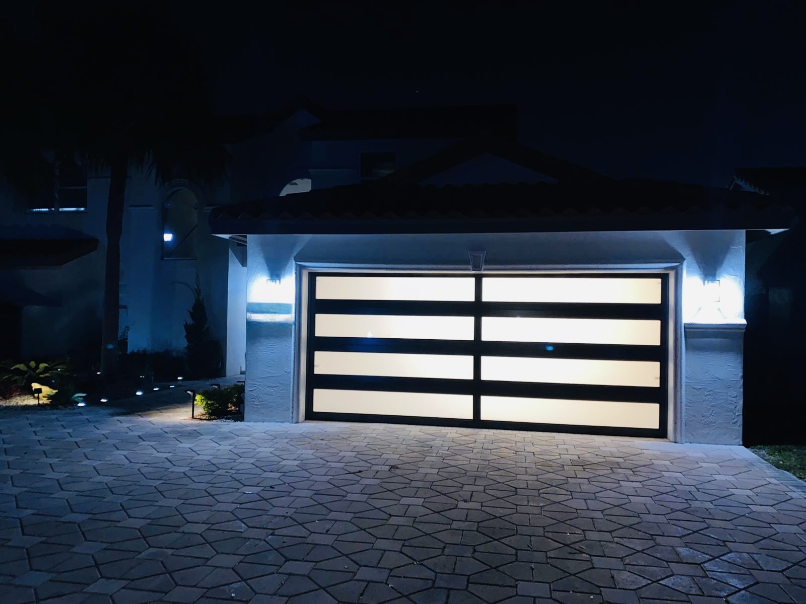 2-Car Full-Glass Garage Door in Bronze finish