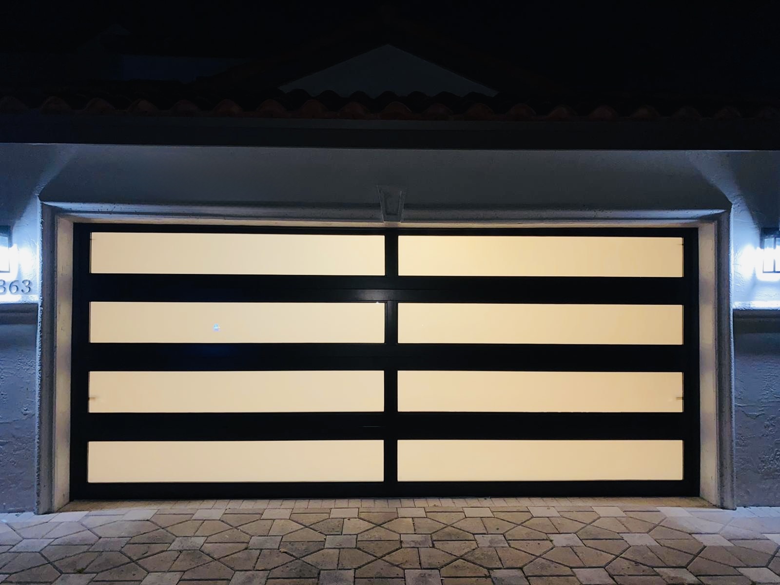 2-Car Full-Glass Garage Door in Bronze finish