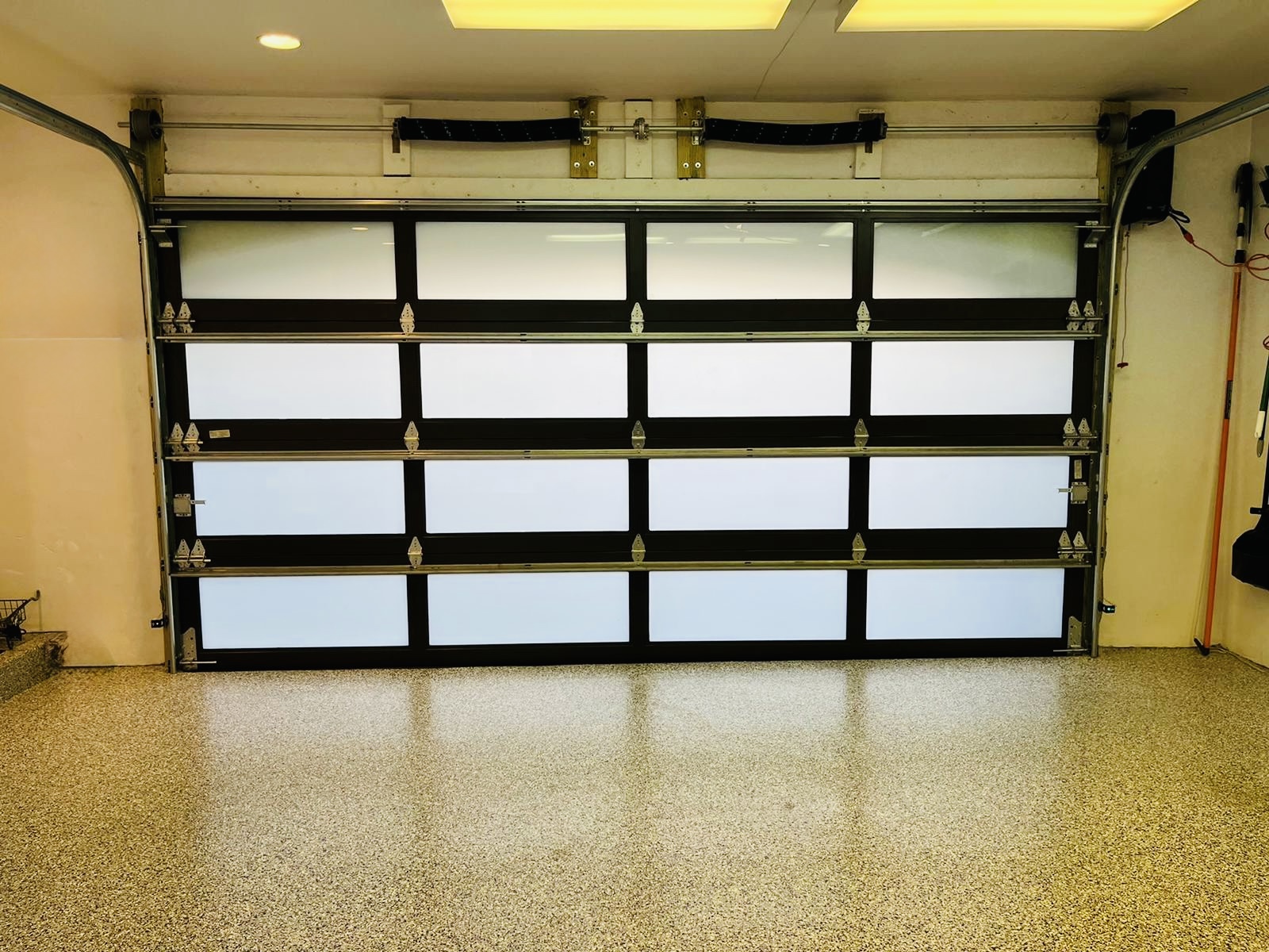 2-Car Full-Glass Garage Door in Bronze finish