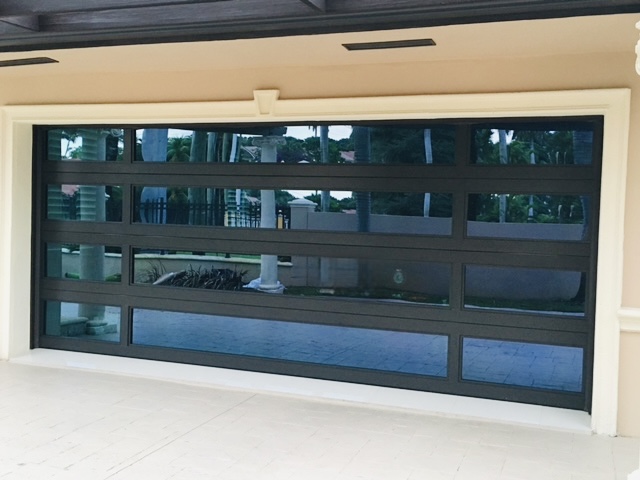 2-Car Full-Glass Garage Door in Bronze finish