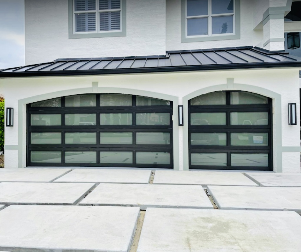 2-Car Full-Glass Garage Door in Bronze finish