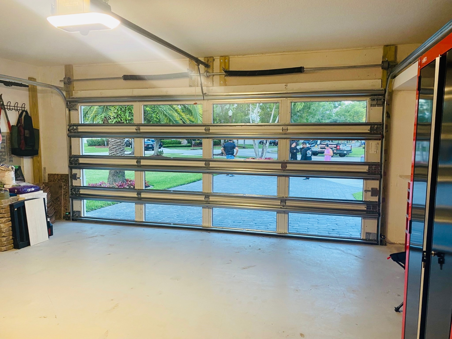2-Car Full-Glass Garage Door in Bronze finish