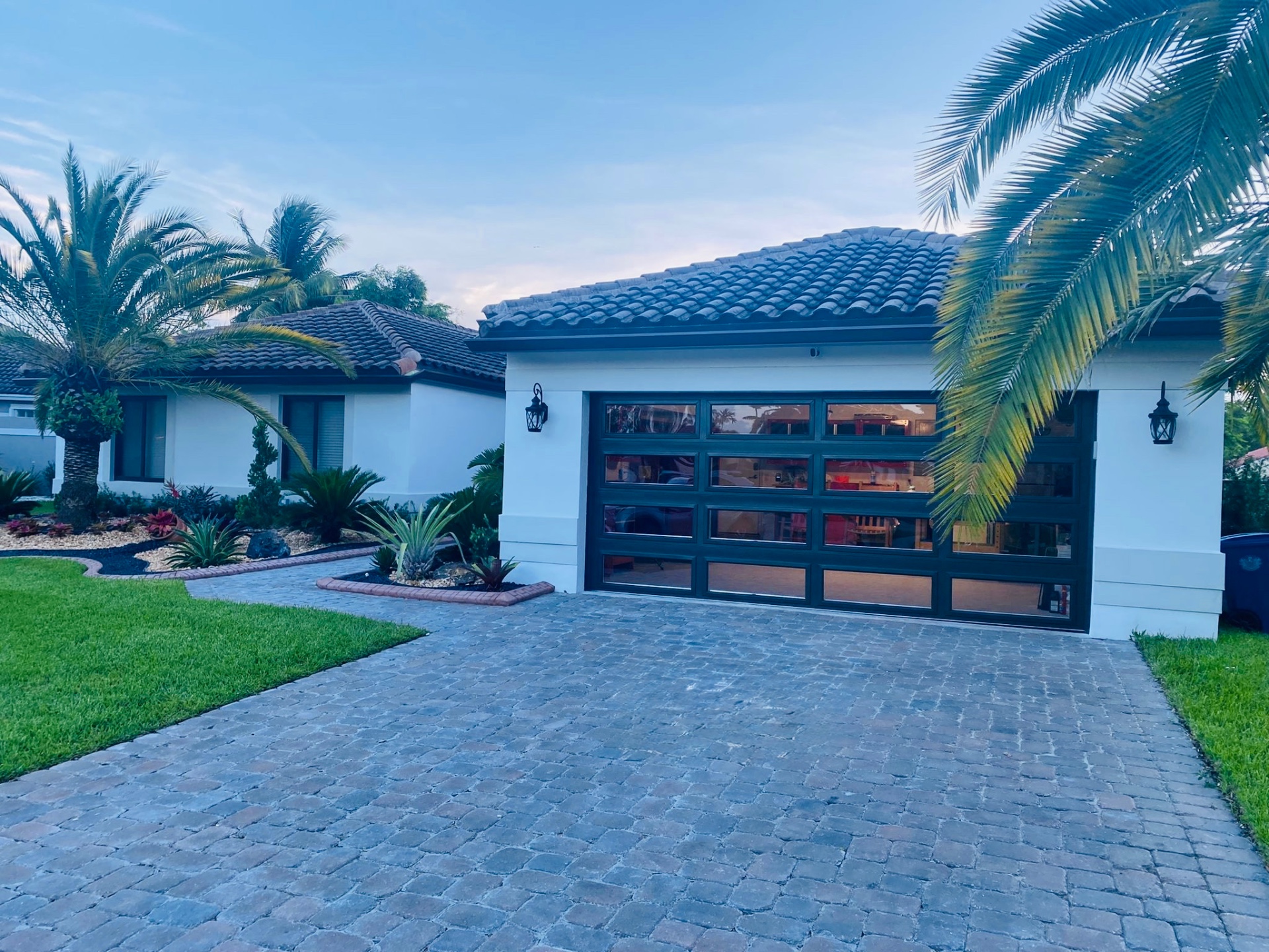 2-Car Full-Glass Garage Door in Bronze finish