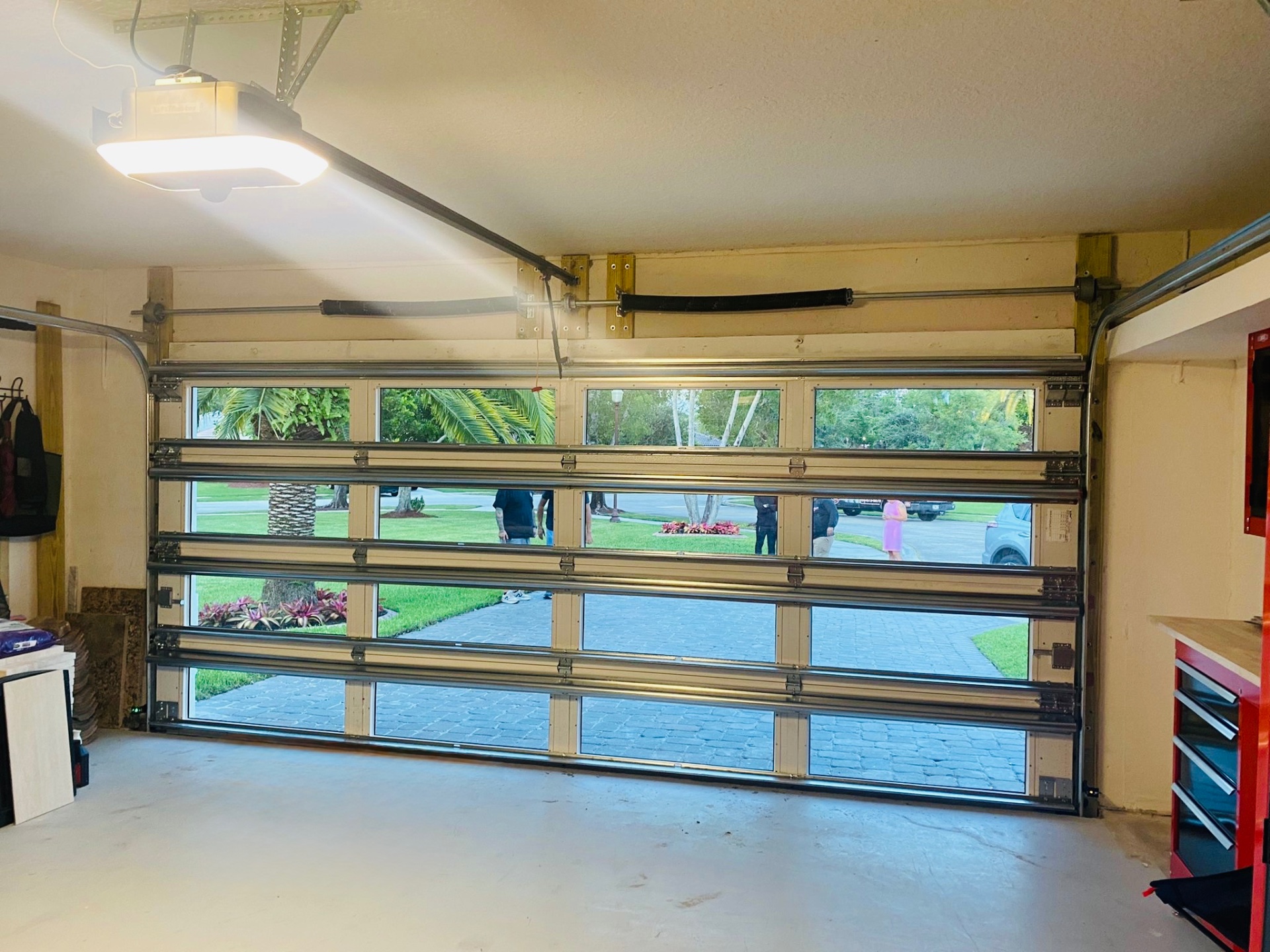 2-Car Full-Glass Garage Door in Bronze finish