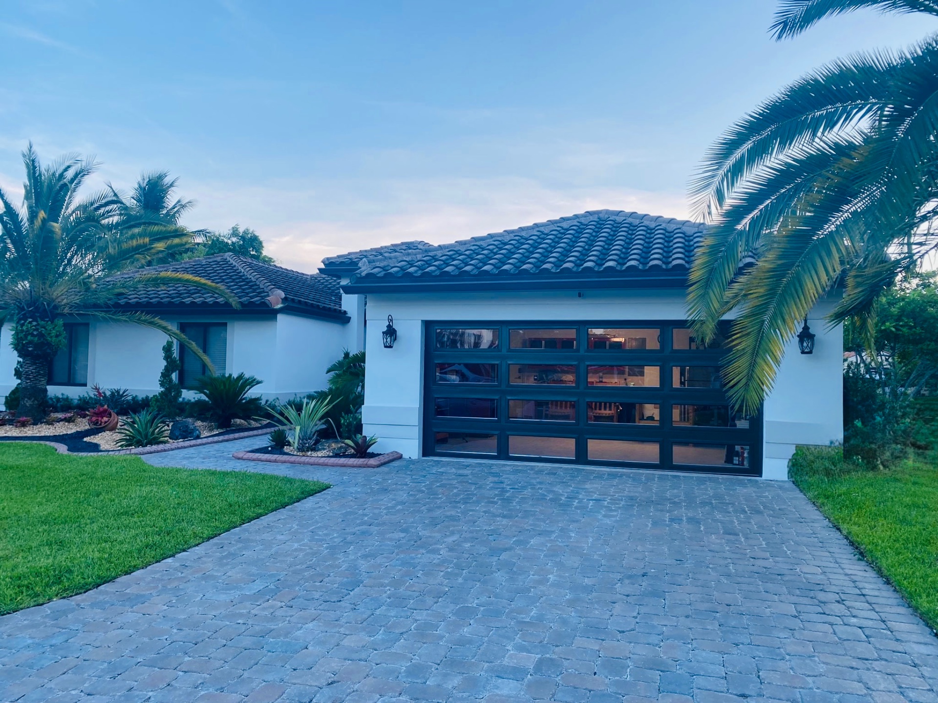 2-Car Full-Glass Garage Door in Bronze finish