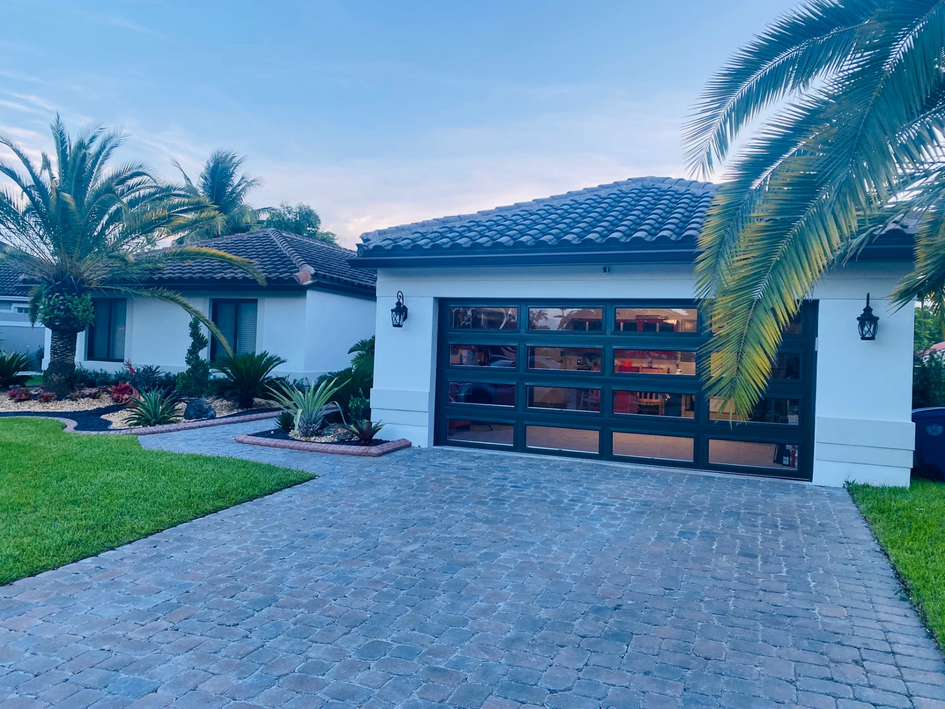 2-Car Full-Glass Garage Door in Bronze finish