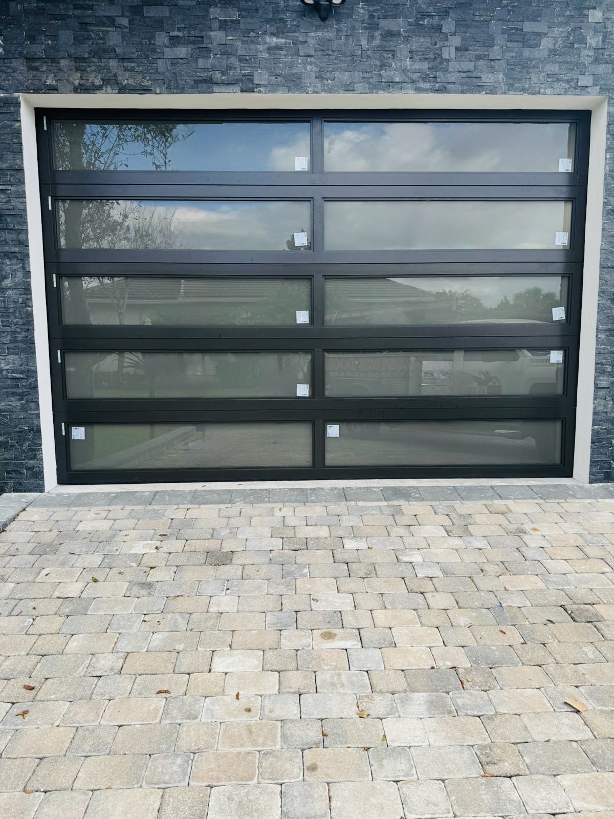 2-Car Full-Glass Garage Door in Bronze finish
