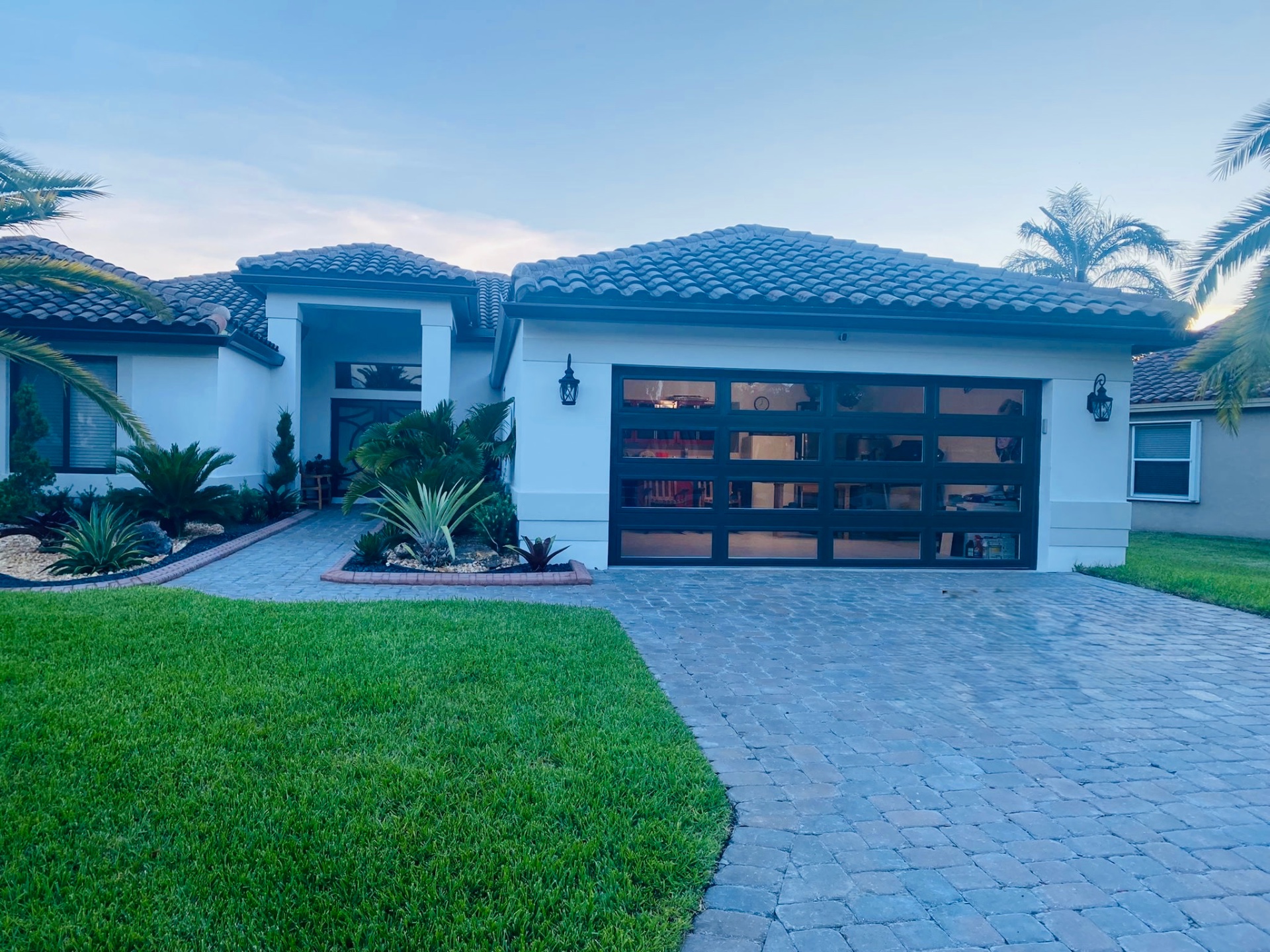 2-Car Full-Glass Garage Door in Bronze finish