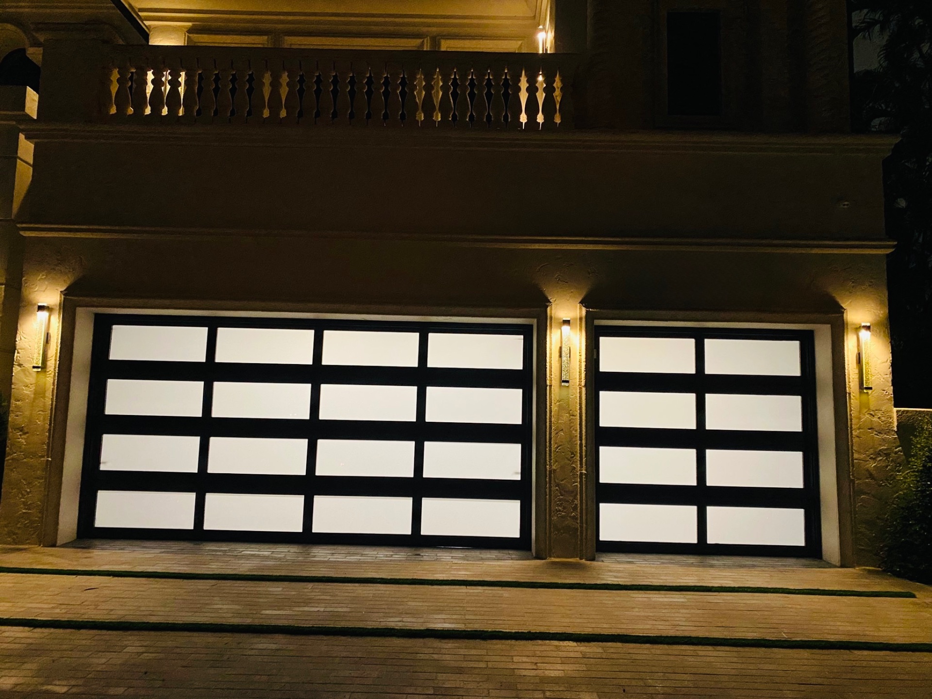 2-Car Full-Glass Garage Door in Bronze finish