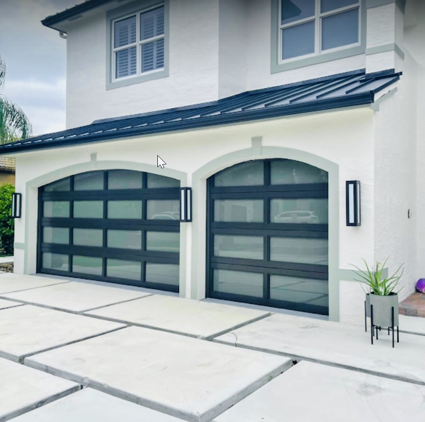 2-Car Full-Glass Garage Door in Bronze finish