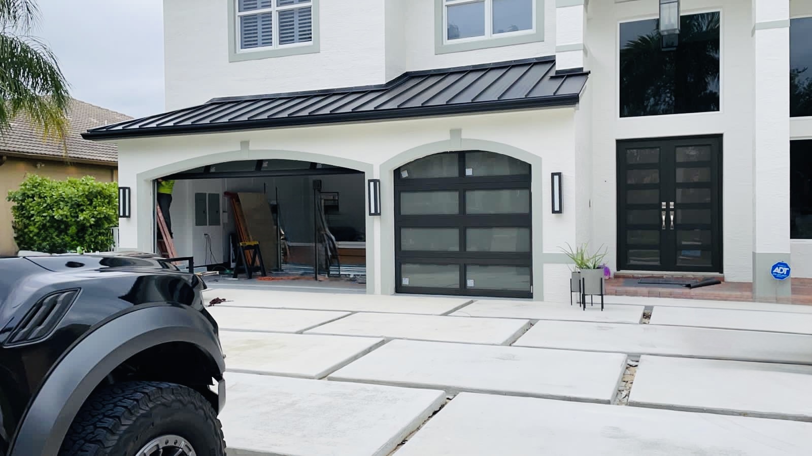2-Car Full-Glass Garage Door in Bronze finish