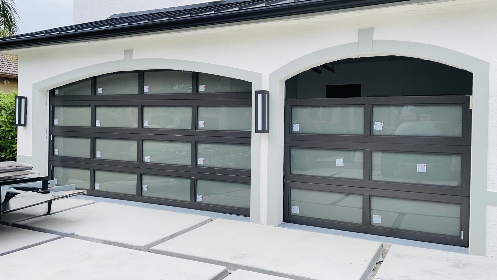 2-Car Full-Glass Garage Door in Bronze finish