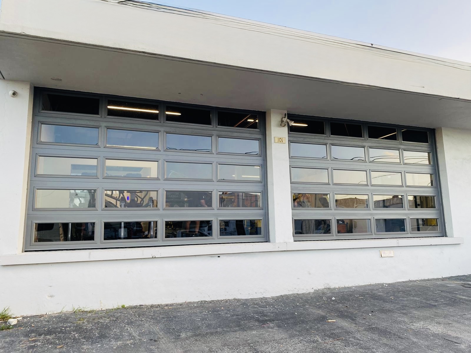 2-Car Full-Glass Garage Door in Charcoal finish