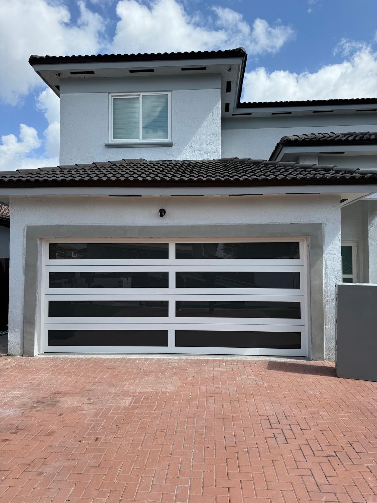 2-Car Full-Glass Garage Door in White finish