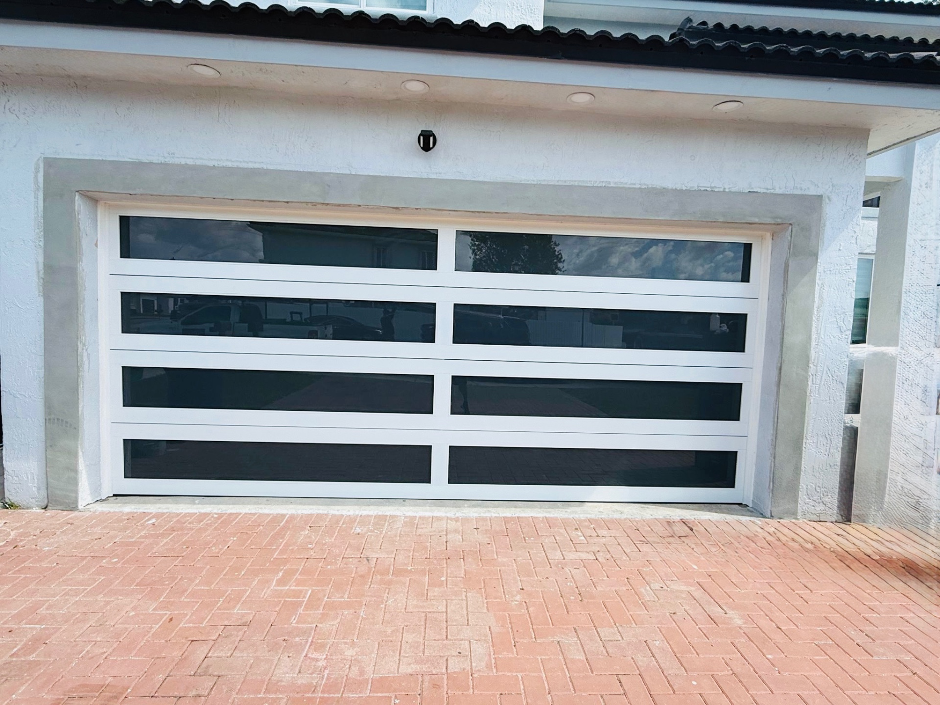 2-Car Full-Glass Garage Door in White finish