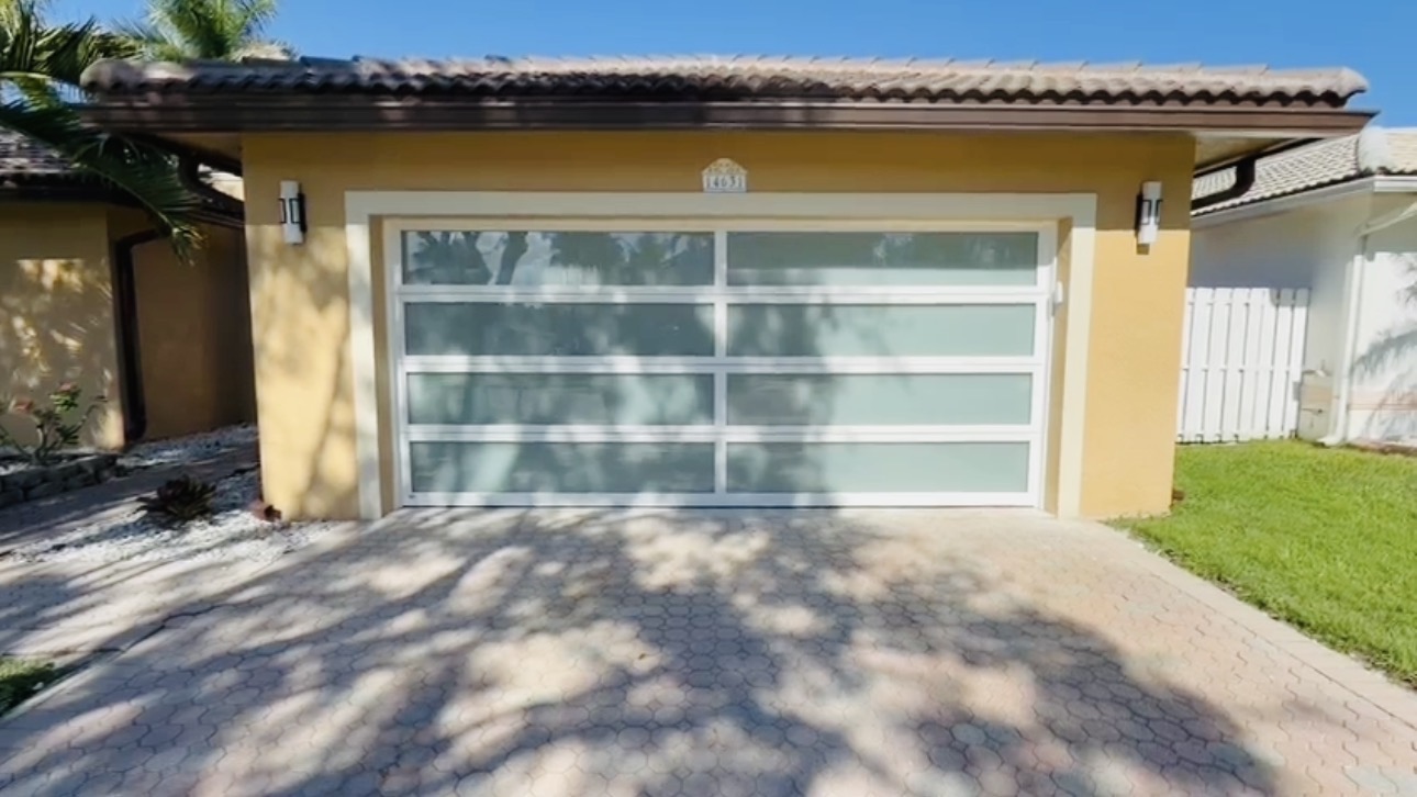 2-Car Full-Glass Garage Door in White finish