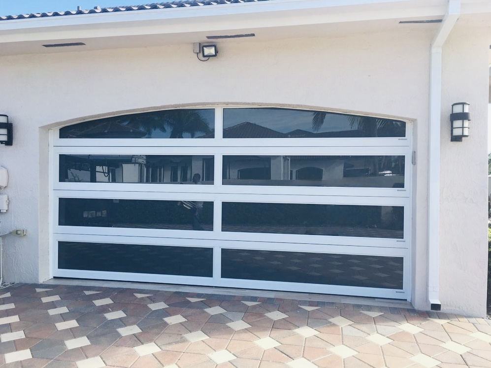 2-Car Full-Glass Garage Door in White finish