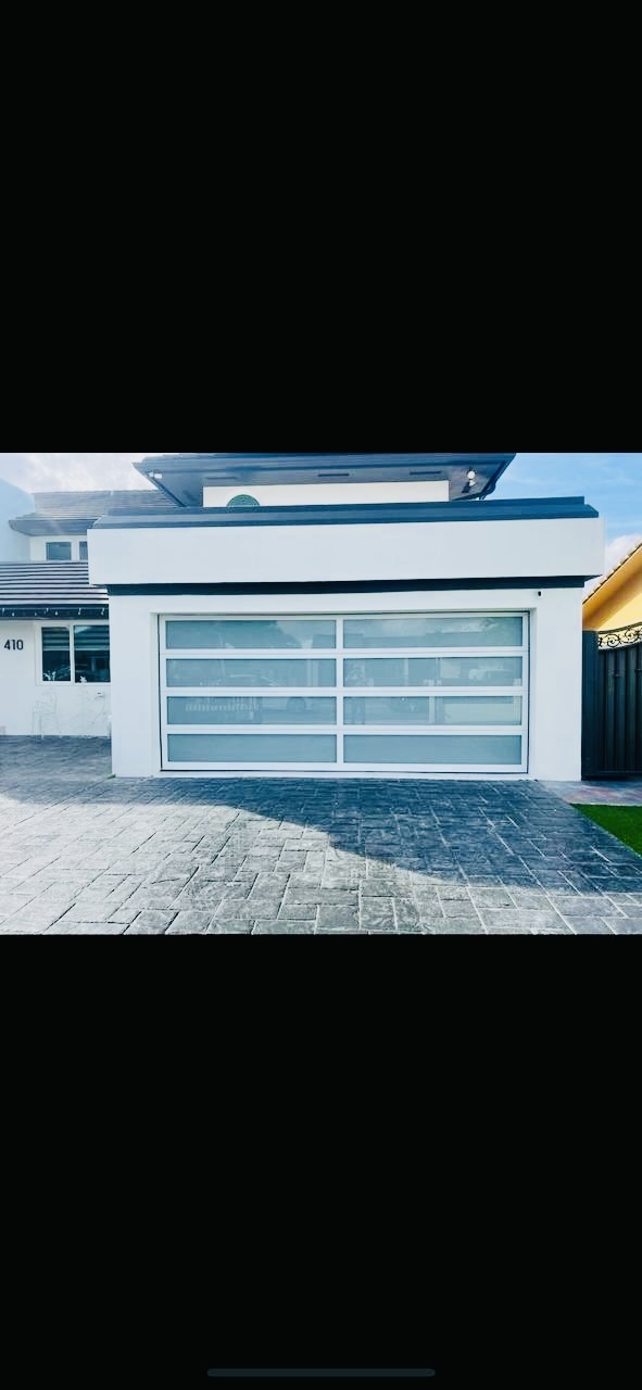 2-Car Full-Glass Garage Door in White finish