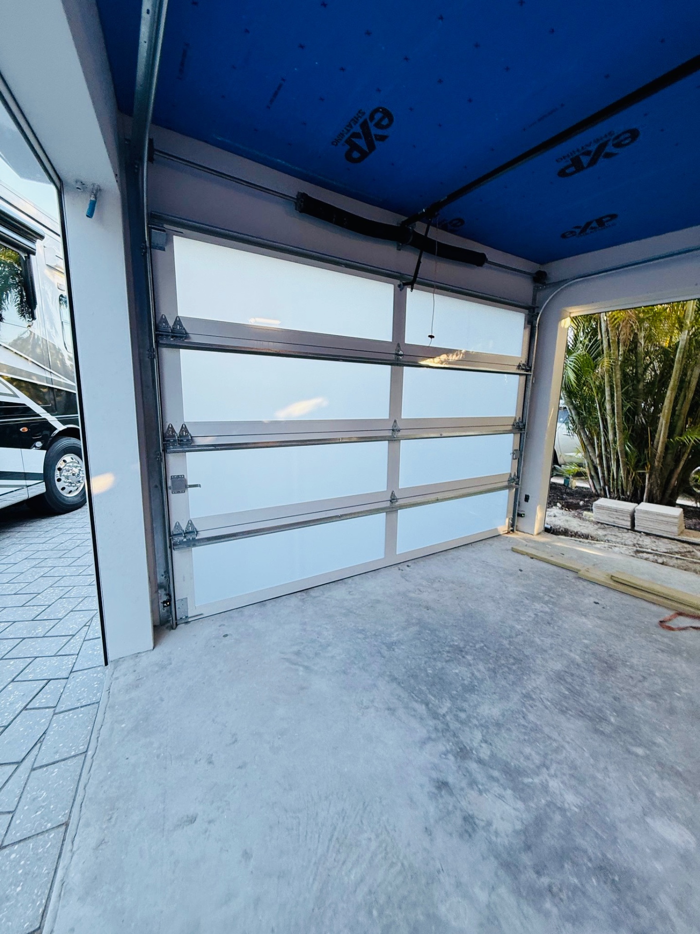 2-Car Full-Glass Garage Door in White finish