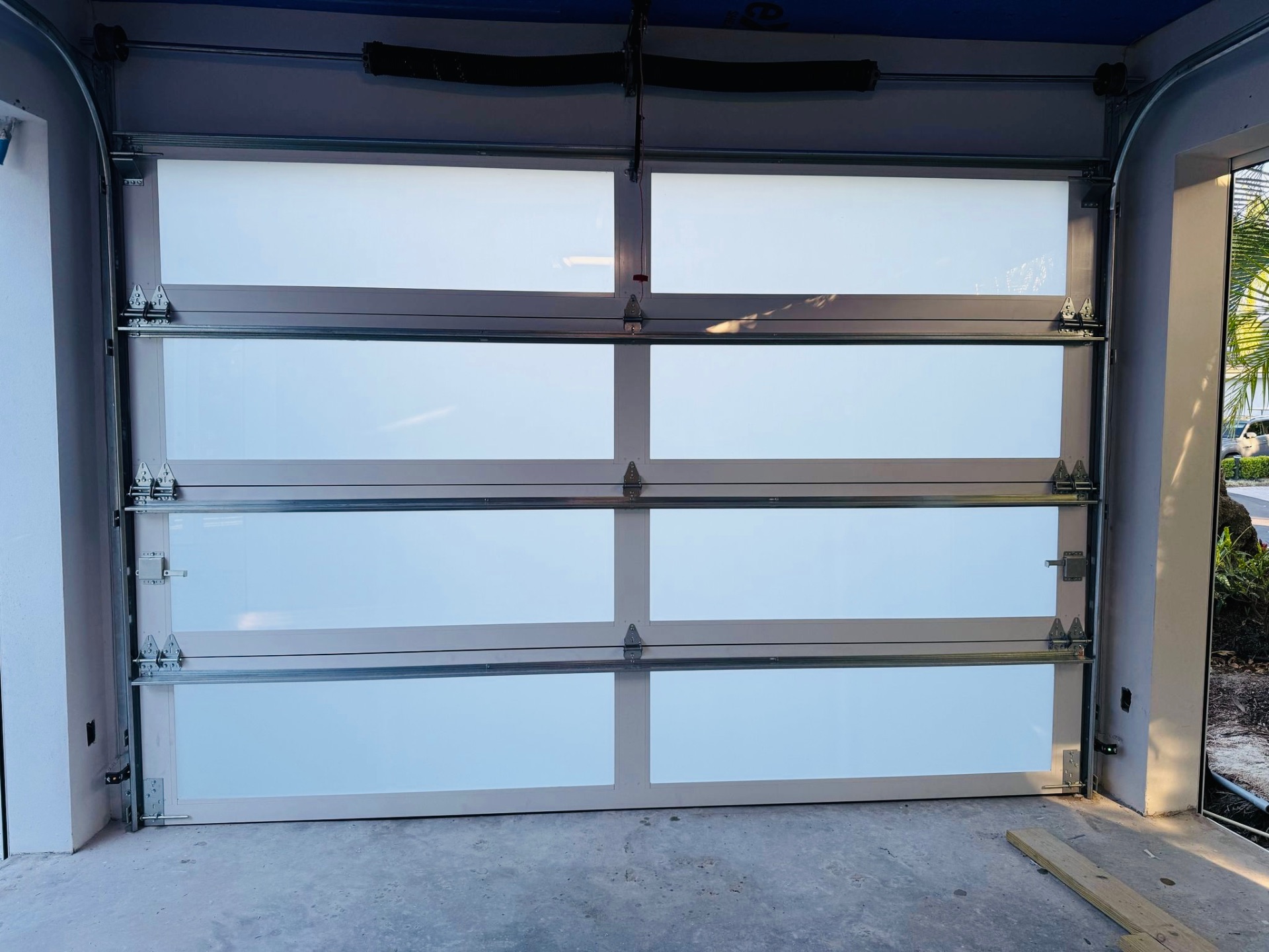 2-Car Full-Glass Garage Door in White finish