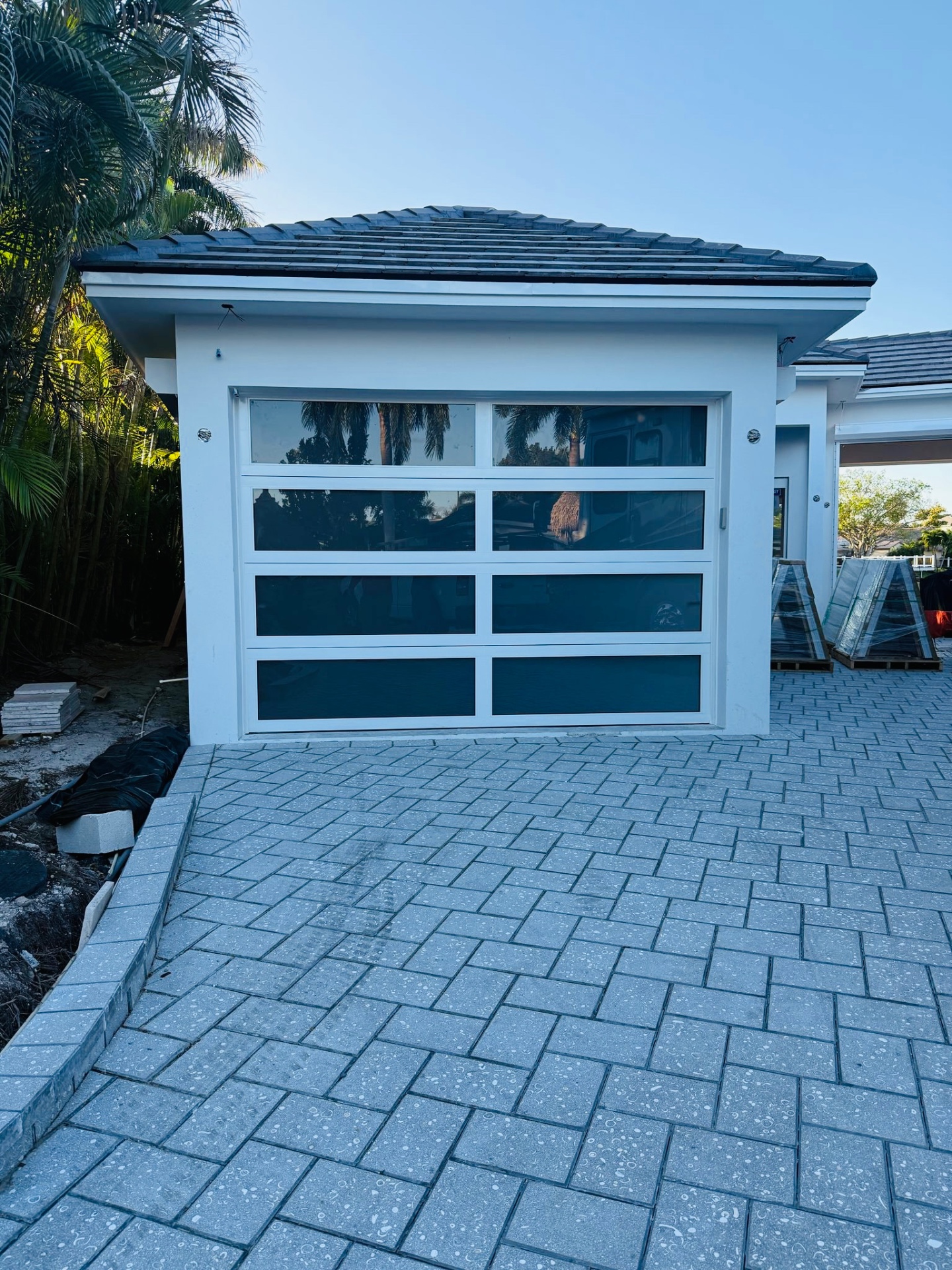 2-Car Full-Glass Garage Door in White finish