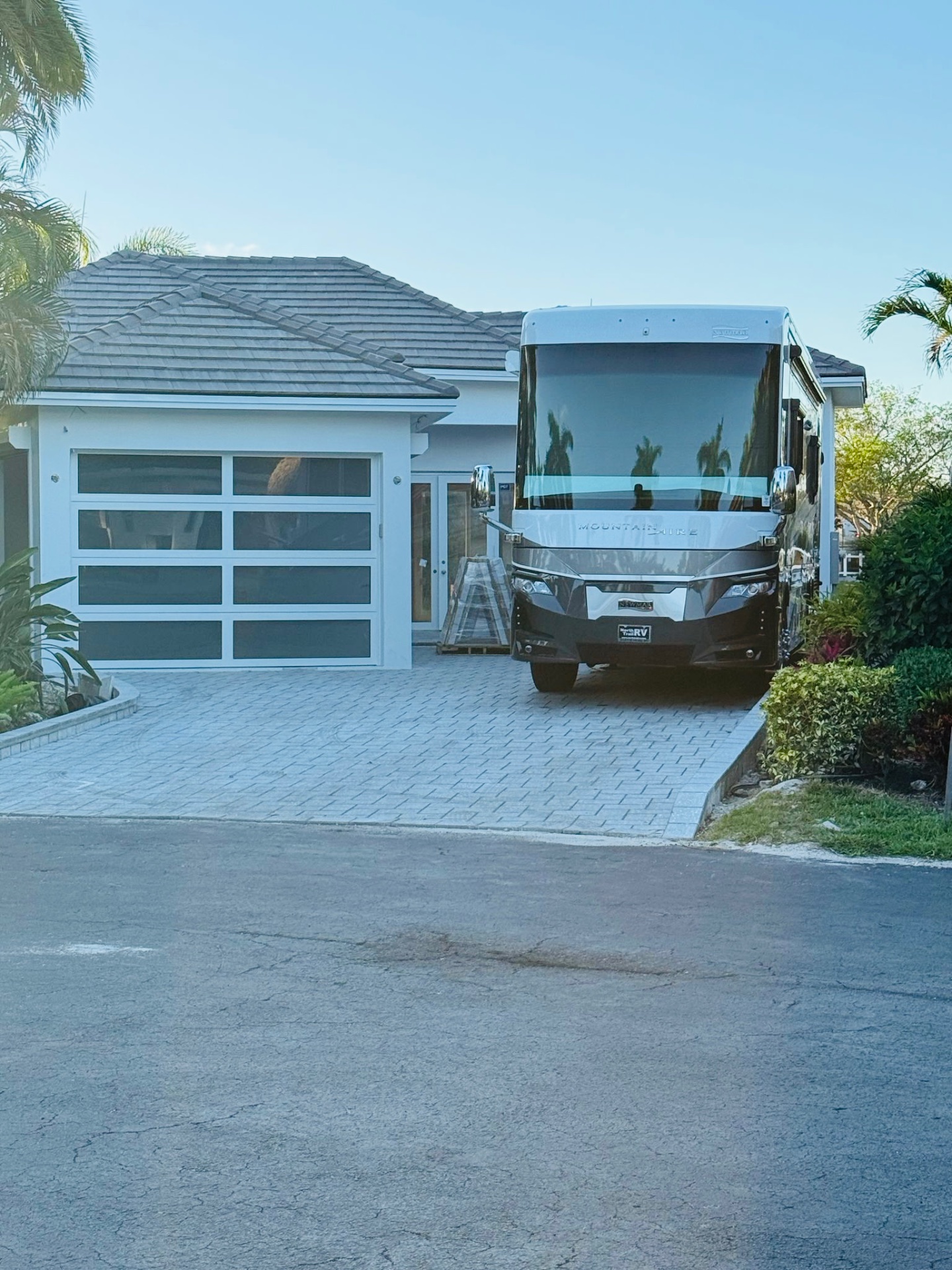 2-Car Full-Glass Garage Door in White finish