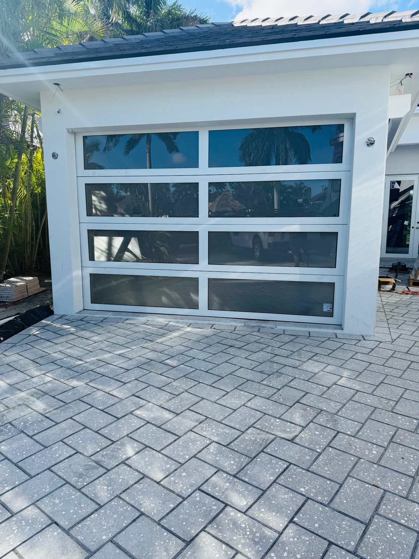 2-Car Full-Glass Garage Door in White finish