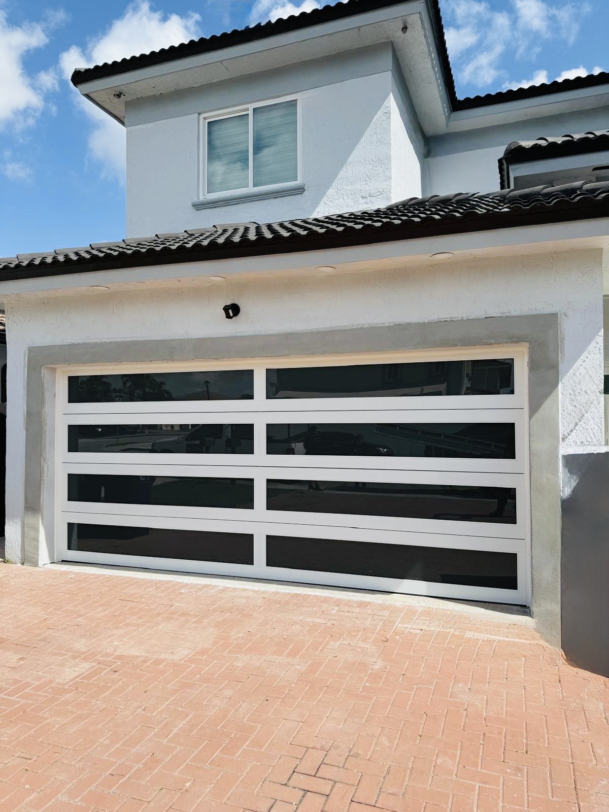 2-Car Full-Glass Garage Door in White finish
