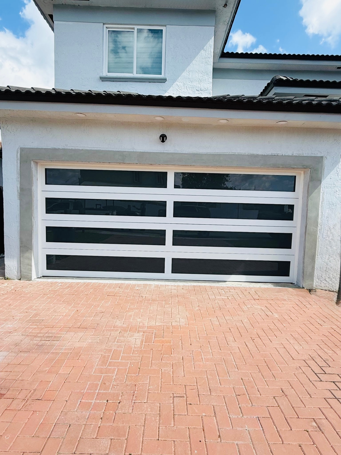 2-Car Full-Glass Garage Door in White finish